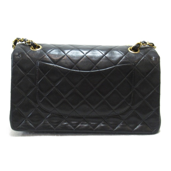 Chanel Flap Bag Shoulder Lambskin Matelasse Black Chain Double - Picture 1 of 10